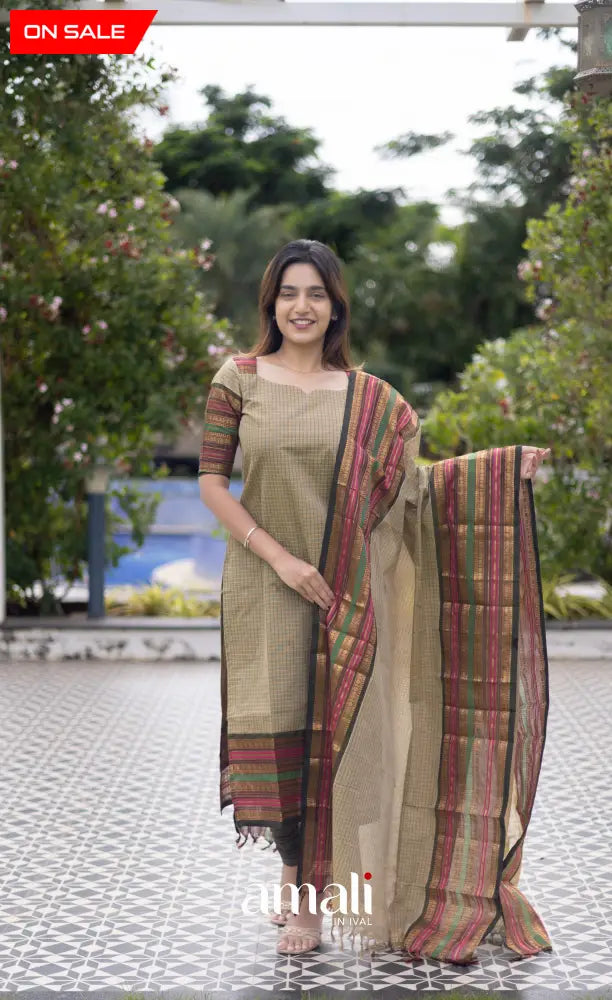 Meera Cotton Salwar Pastel Green shade and Dark Olive Green tone salwar